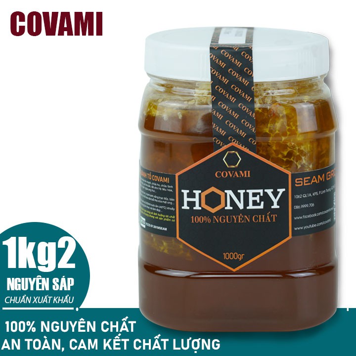 Mật ong bánh tổ nguyên sáp nguyên chất chuẩn xuất khẩu thương hiệu COVAMI 1KG