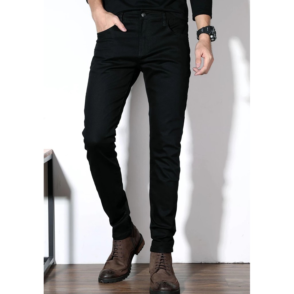 ĐỦ SIZE 28-36 QUẦN JEAN NAM ĐEN TRƠN ỐNG CÔN DÁNG BODY VẢI CO GIÃN CAO CẤP CÓ BIG SIZE ĐẠI Vakado | BigBuy360 - bigbuy360.vn