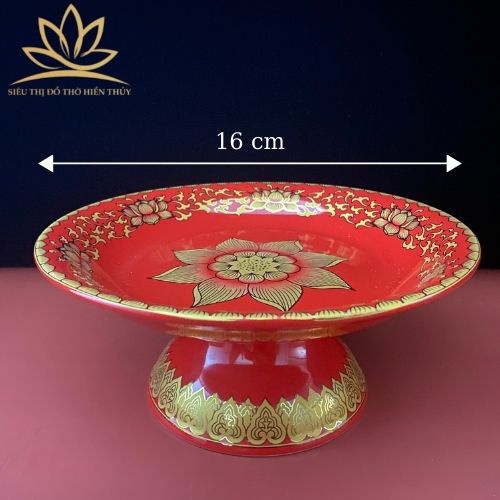 Mâm bồng, mâm bày ngũ quả sứ gấm đỏ