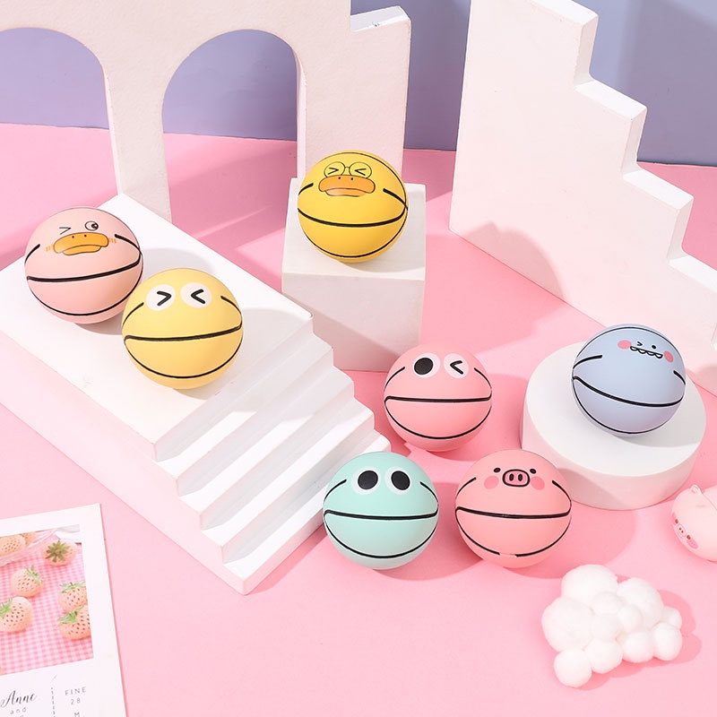 Bóng rổ đồ chơi bằng cao su đàn hồi cao 6cm họa tiết hoạt hình cho bé