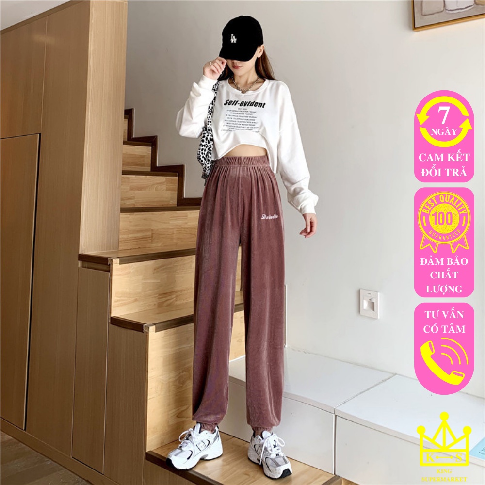 Quần Nhung Ống Rộng Hàng Quảng Châu Bo Gấu Co Giãn Siêu Mềm Mã 1720