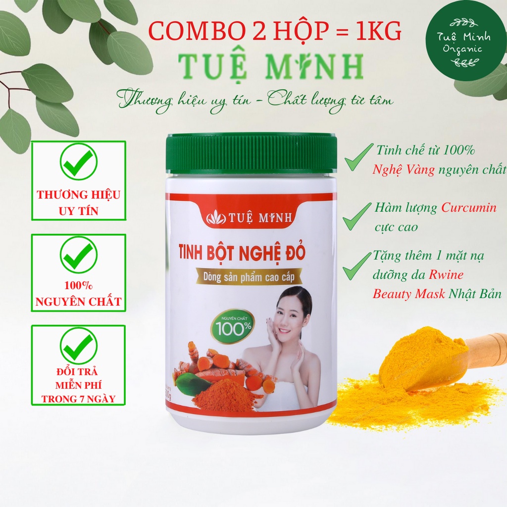 1KG Tinh Bột Nghệ Đỏ Nguyên Chất Tuệ Minh , Bột Nghệ Cao Cấp Ngăn Ngừa Viêm Loét Dạ Dày, Làm Đẹp Da