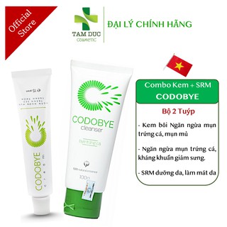 CODOBYE CREAM + CODOBYE CLEANSER Bộ Kem Bôi và Sữa Rửa Mặt Ngừa Mụn Thảo Dược Codobye
