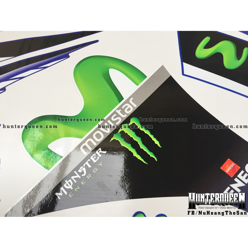 Tem rời Movistar 135. Decal dán Exciter 2011 xanh GP, 2 bửng trước màu trắng