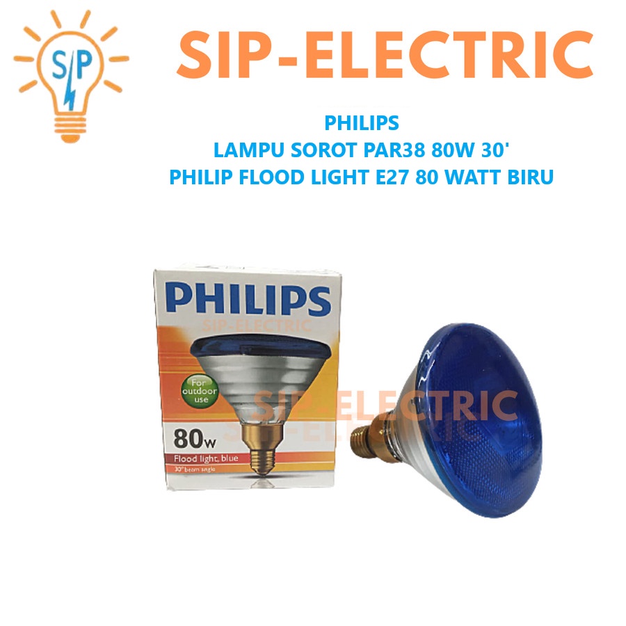 Đèn Chiếu Philips PAR38 80W 30° / Đèn Pha E27 80 WATT Màu Xanh Lam