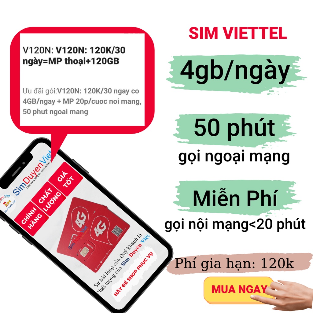 Sim Viettel số đẹp giá rẻ đăng ký được 4GB/Ngày gọi điện miễn phí V160B