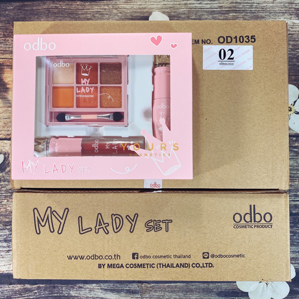 [Auth Thái] Set Bảng Mắt Mascara Và Son Tông Cam Gạch Odbo Lady Set OD1035 No.02