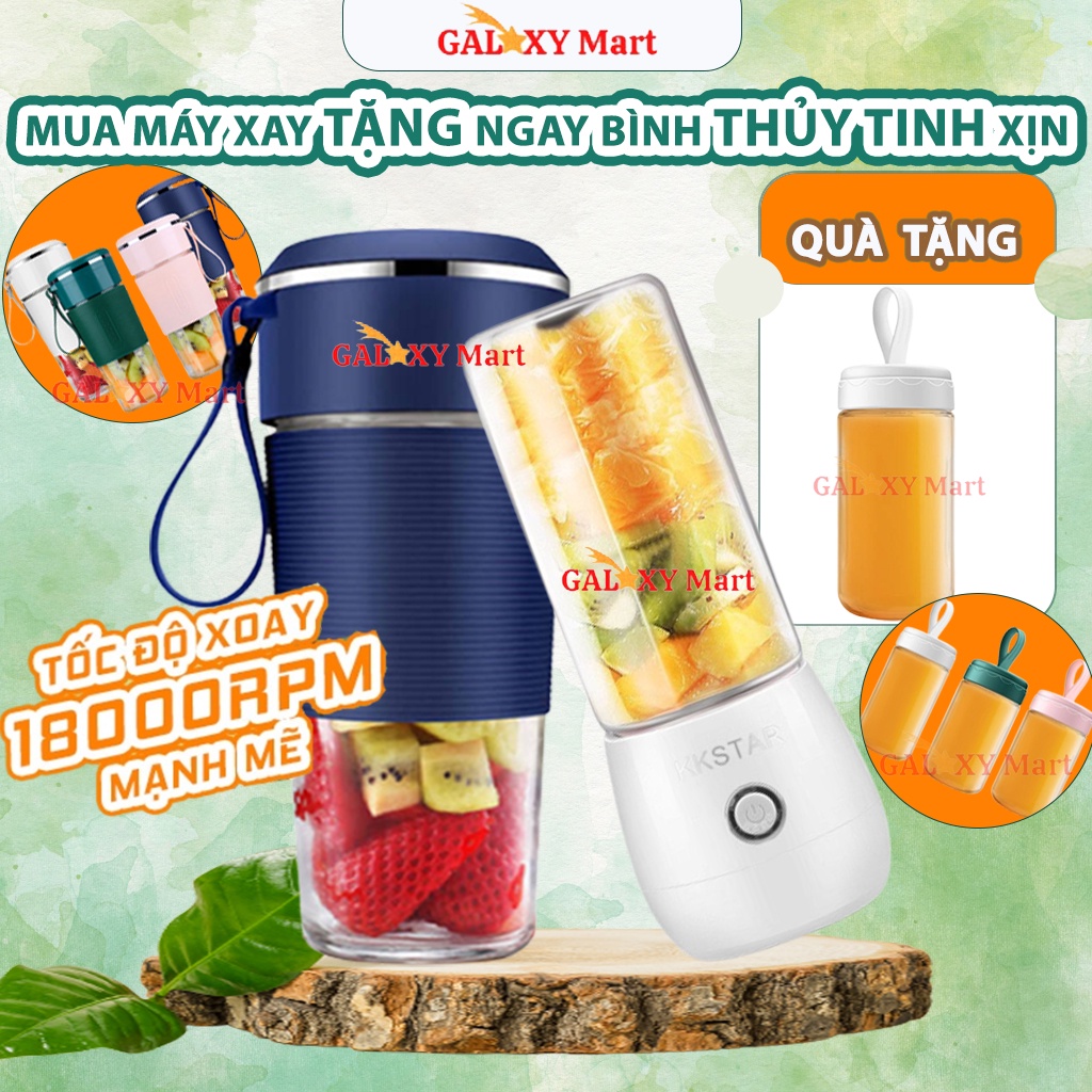 MÁY XAY SINH TỐ CẦM TAY DI ĐỘNG 6 LƯỠI DAO KKSTAR 450ml - Lưỡi dao sắc - xay khỏe được thịt -  đá cứng - hạt khô