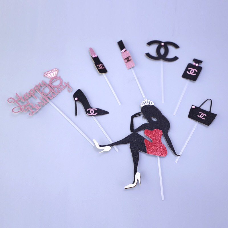 Trang trí bánh sinh nhật, bánh kem - Cô gái son giầy nước hoa cao cấp