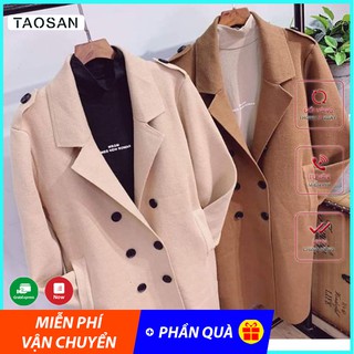 Áo Khoác Dạ Nữ, Dạ Tweed Dáng Dài, Dạ vest kẻ Hàng Quảng Châu Cao Cấp Kaki nữ có Lông