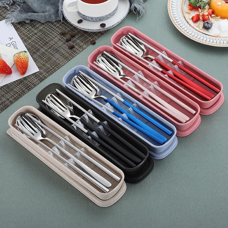 Set 3 Món Muỗng Đũa Nĩa Inox Cao Cấp Phủ Bóng Mạ Vàng Sang Trọng - GIAO MÀU NGẪU NHIÊN