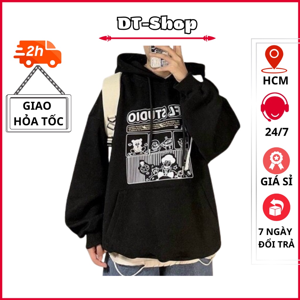 Áo hoodie STUDIO nam from rộng phong cách Hàn Quốc S0