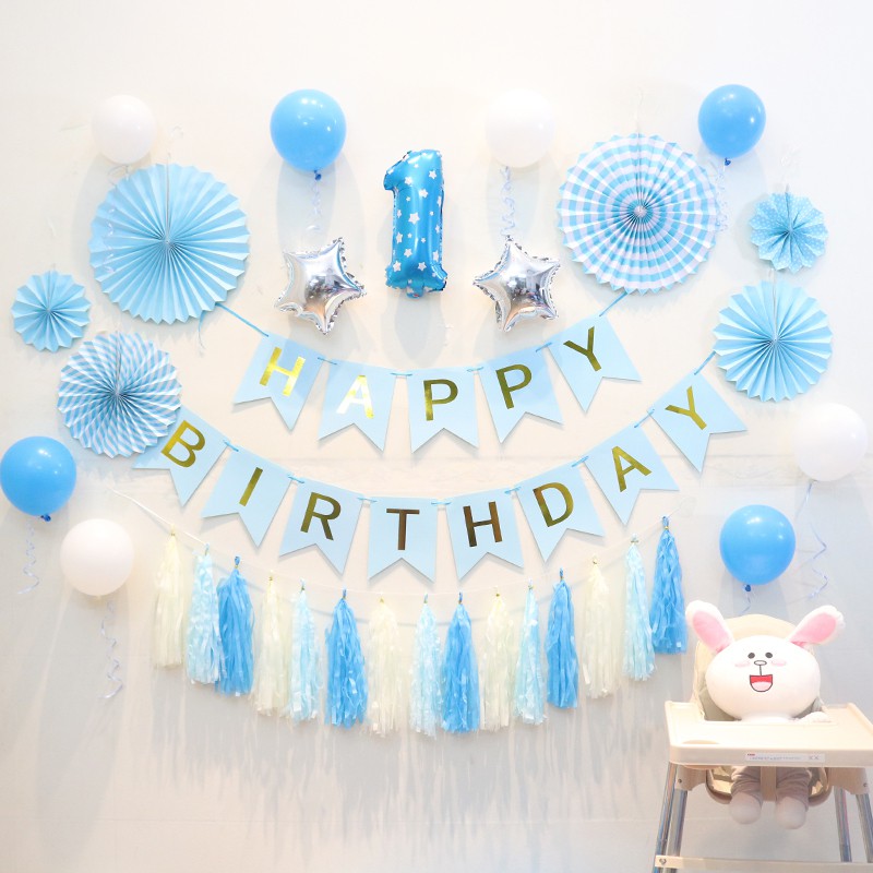 Combo Bộ HPBD Quạt Giấy Đơn Giản ( tặng kèm bơm bóng + băng dính)