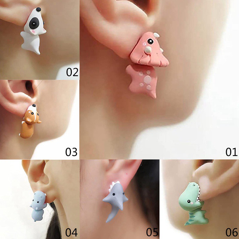 Set 2 Khuyên Tai Hình Khủng Long Dễ Thương Độc Đáo