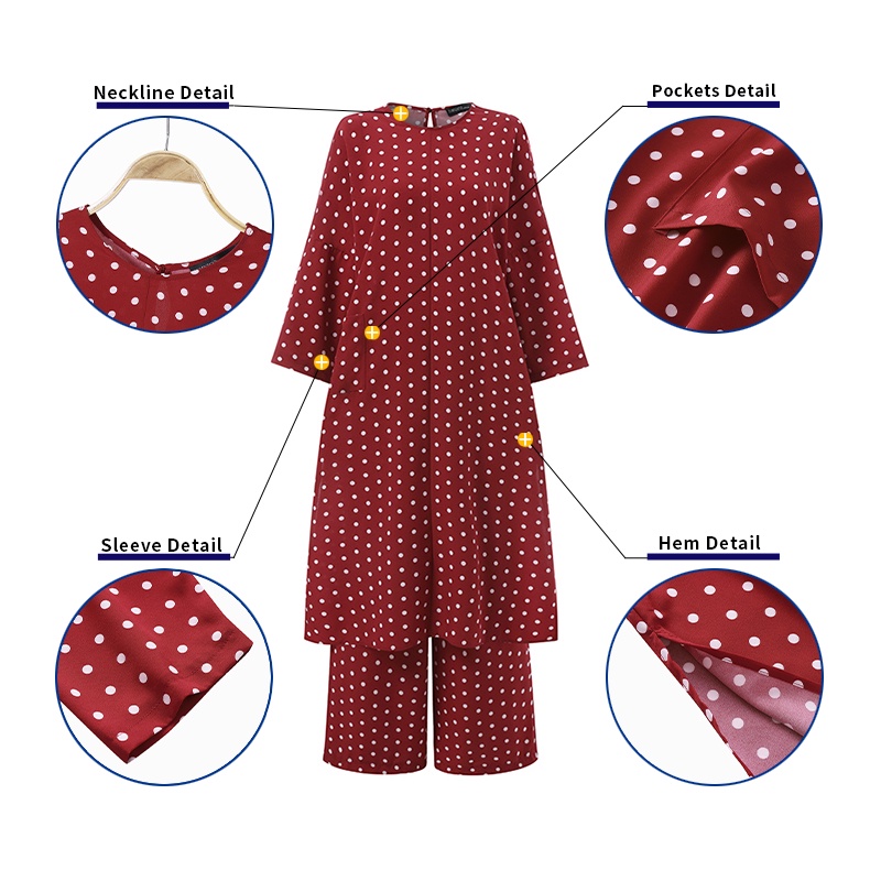 Set áo dài xẻ tà và quần dài Zanzea họa tiết chấm bi giản đơn thời trang cho nữ