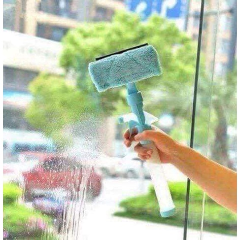 Cây gậy lau cọ kính kèm giẻ lau có bình xịt tiện dụng
