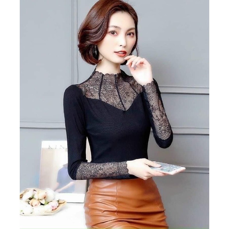 ÁO GIỮ NHIỆT LÓT LÔNG PHỐI CỔ REN SIÊU ẤM SIÊU ĐẸP