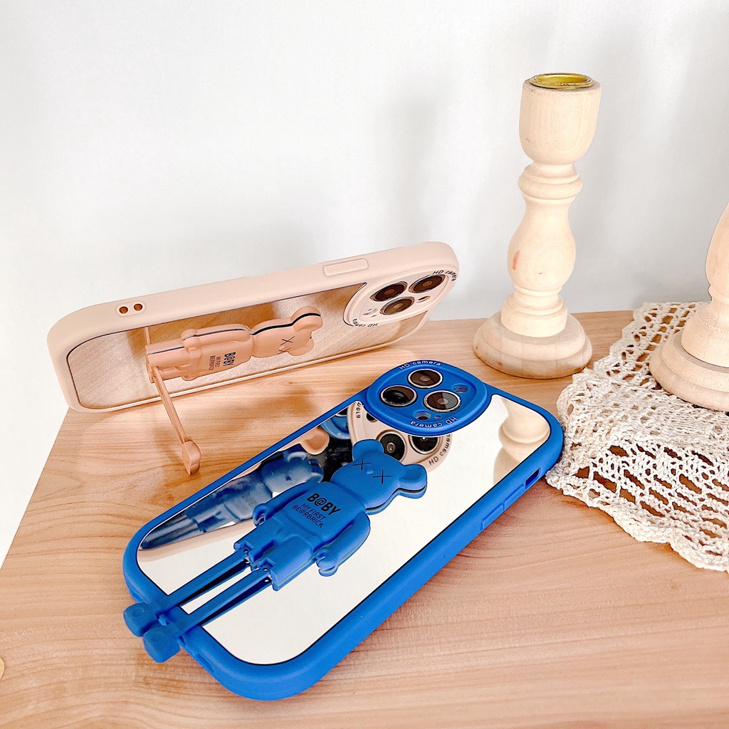 Ốp lưng iphone Bear gương 3D chống lưng cam tròn 6/6plus/6s/6splus/7/7plus/8/8plus/x/xs/11/12/13/14/pro/max/promax/plus