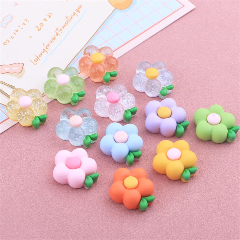 Bộ 10 Kẹp Tóc Hình Hoa Hướng Dương Bằng Nhựa Trong Suốt DIY