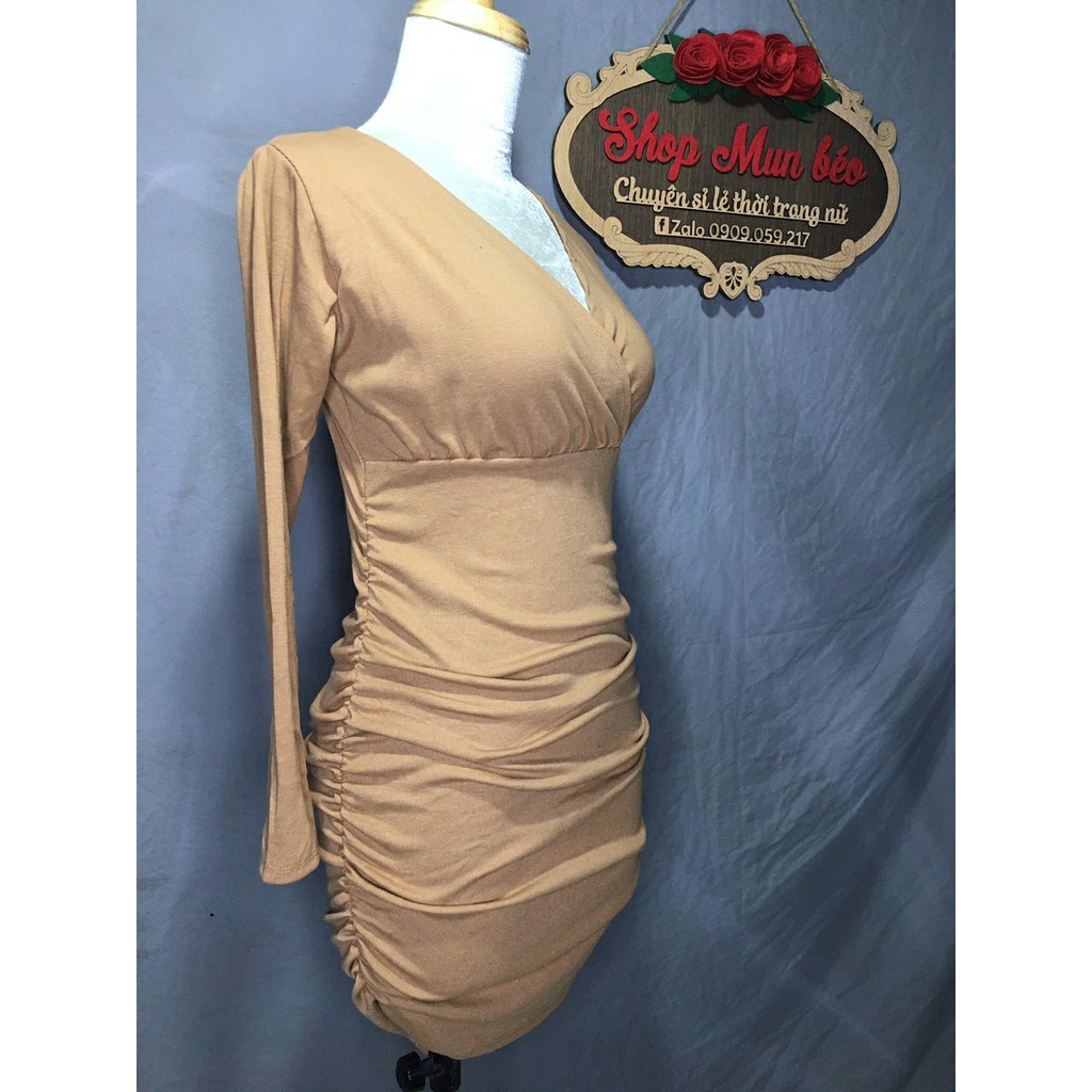[MẪU MỚI] Đầm Body Tay Dài Cổ V Chất Thun Borip Thích Hợp Mặc Đi Tiệc Đi Làm Đi Chơi Phù Hợp Với Mọi Phong Cách | BigBuy360 - bigbuy360.vn