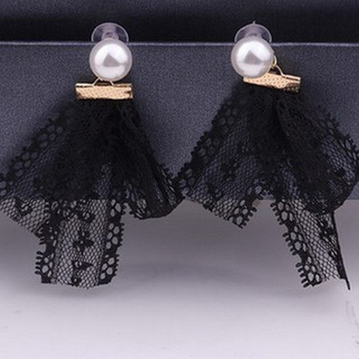 Bông tai tua rua hàn quốc khuyên tai tiểu thư ruy băng thiết kế phong cách bông tai Hàn Quốc dễ thương