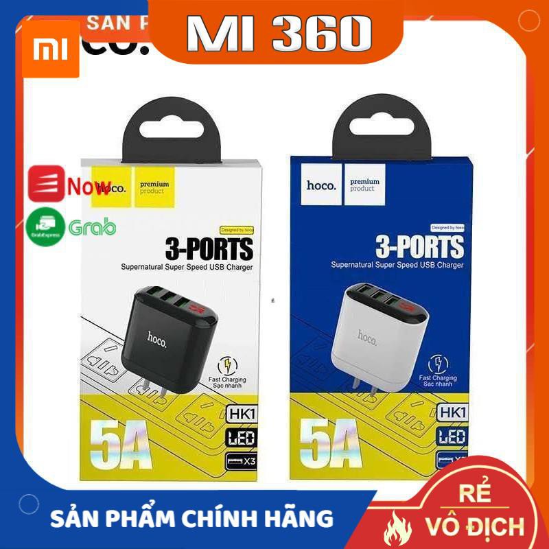 Cốc Sạc HOCO 3USB HK1 5A Chính Hãng Có Màn Hình Hiển Thị