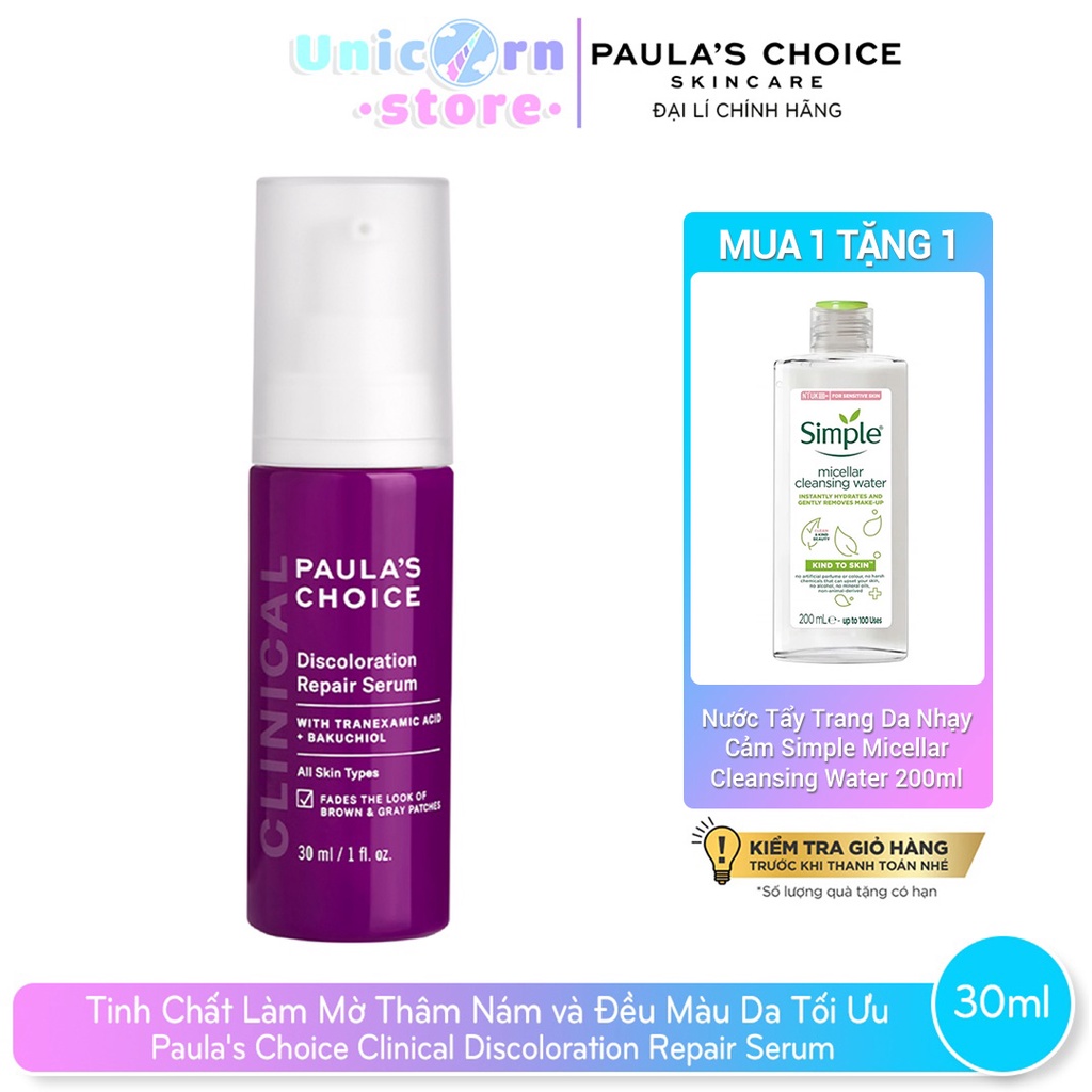 Tinh Chất Làm Mờ Thâm Nám và Đều Màu Da Tối Ưu Paula's Choice Clinical Discoloration Repair Serum 30ml