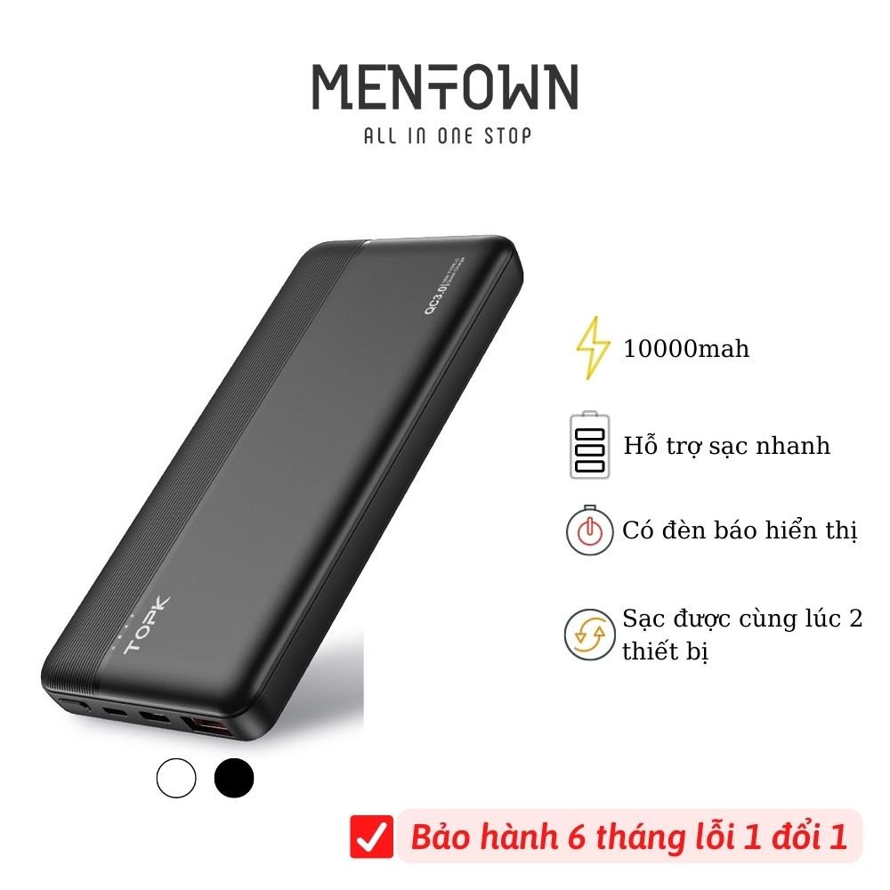 I1015P Pin dự phòng 10000mah QC3.0 TOPK