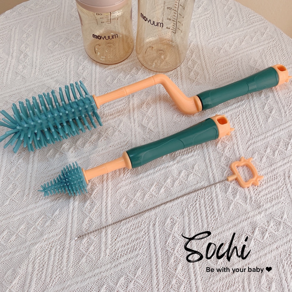 Cọ bình sữa silicone 3 chi tiết cao cấp cho bé
