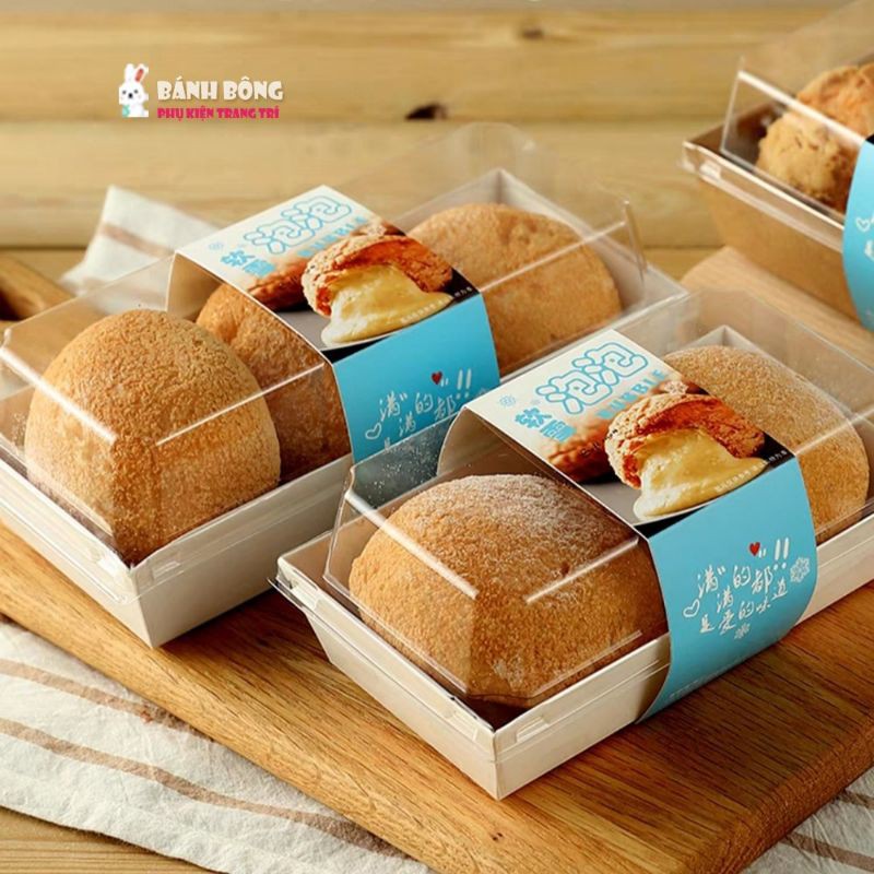 Hộp Giấy Đựng Bánh Nắp Trong Nhựa PET E1985 1413 và Các Mẫu Hộp 2 Ngăn Bánh và Hoa Hộp Mica Dây Xách Cao Cấp