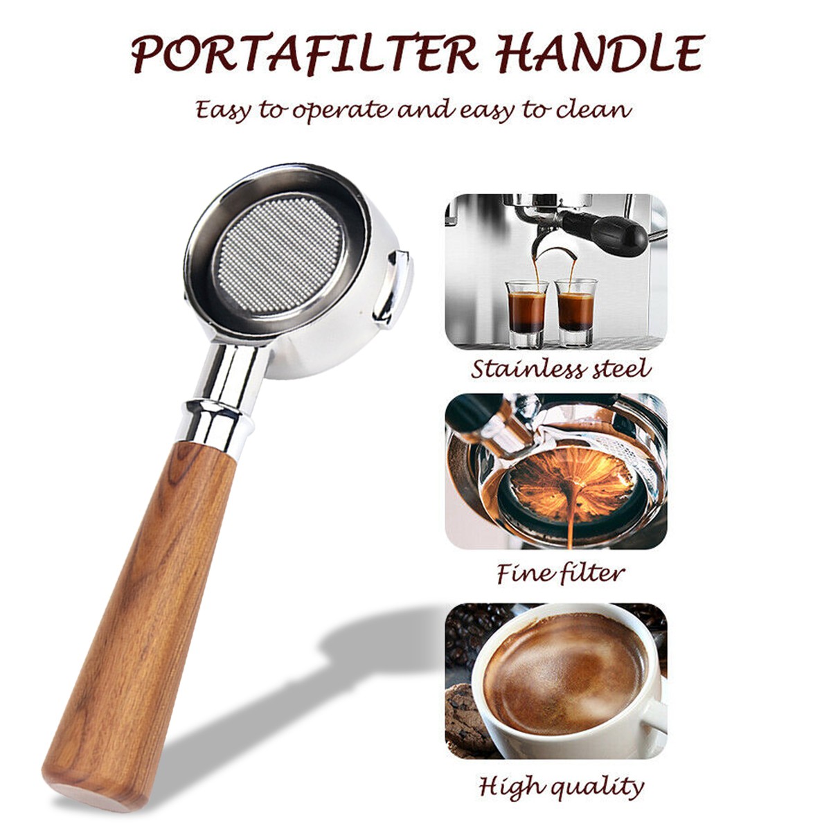 Coffee Machine Wood Handle Filter 58m Coffee Accessories Portafilter Handle Coffee Bottomless Maker