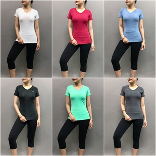 Áo thun thể thao nữ cổ tim, tay ngắn HIYE (gym yoga) có size lớn trên 60kg -TSF044