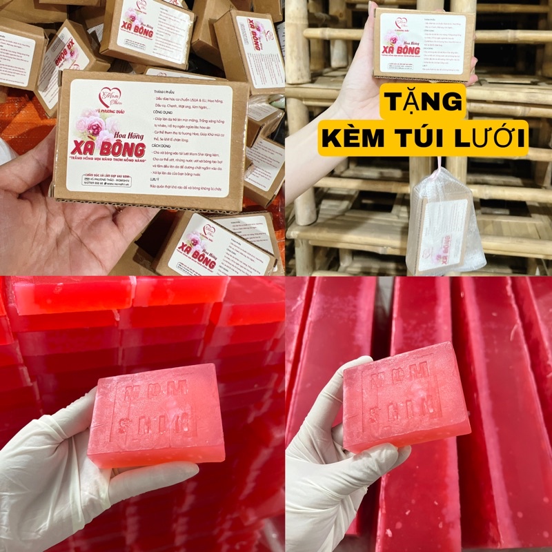XÀ BÔNG HOA HỒNG TRẮNG DA TẶNG TÚI LƯỚI TẠO BỌT MOM SHIN