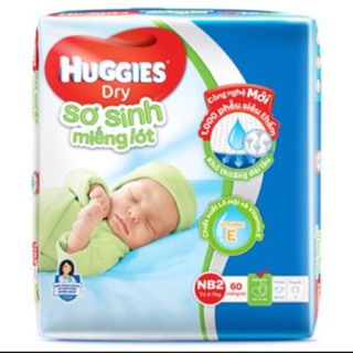Miếng lót sơ sinh huggies nb2 60m