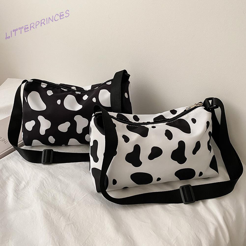 Litterprinces Fashion Women Oxford Cloth Cow Pattern Print Crossbody Bag Messenger Bags