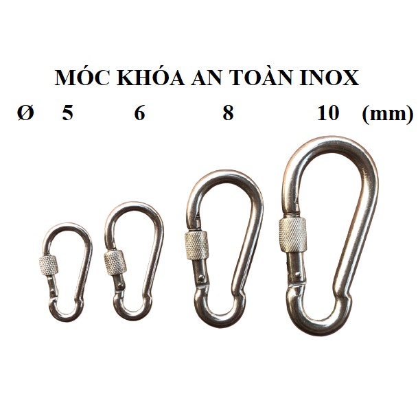 Móc An Toàn Chốt Ren INOX 5 6 8 10