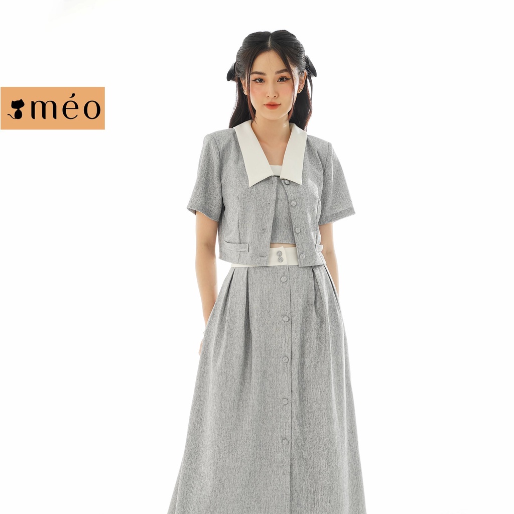 Áo kiểu nữ Méo shop dáng croptop tay ngắn phong cách công sở Beelin