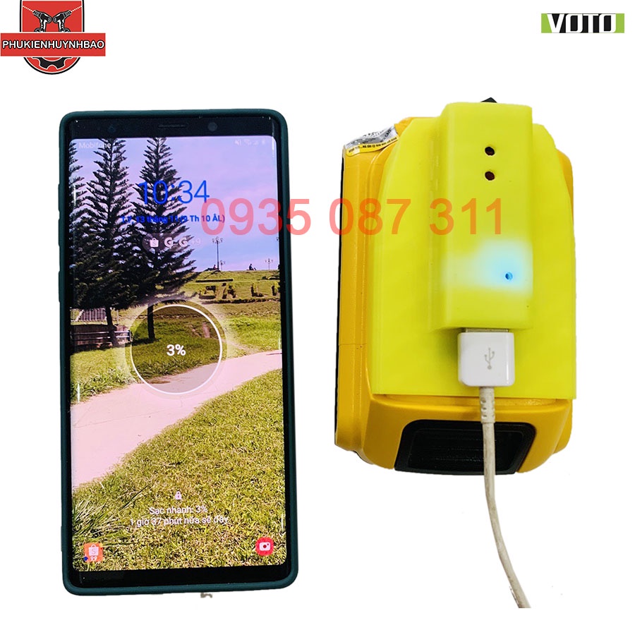 Đế USB Chuyển Pin Dewalt Ra Cổng USB Sạc Nhanh Quick Charge 3.0