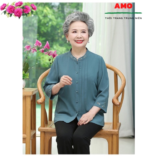 Áo sơ mi cho người trung niên, người già, đũi trơn