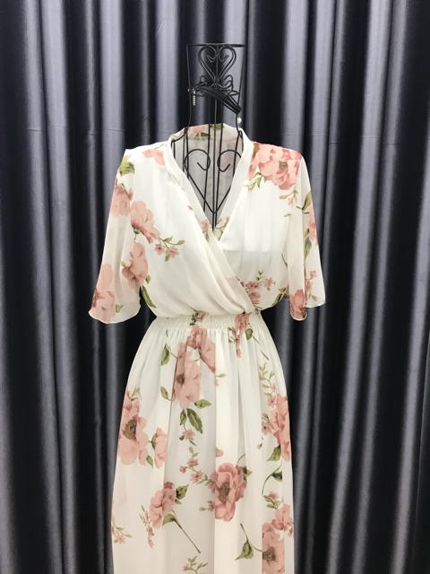 ĐẦM MAXI CỔ ĐẮP CHÉO TAY LOE (nhiều màu) | BigBuy360 - bigbuy360.vn