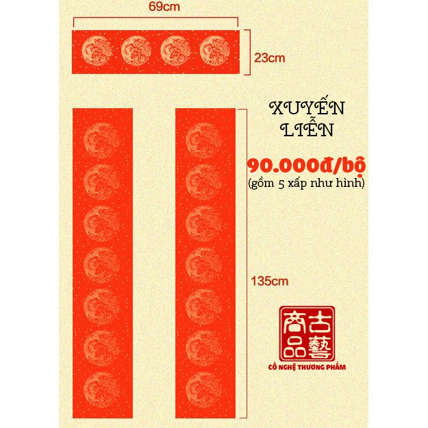 Giấy xuyến liễn xuyến đỏ Long Phụng ngày Tết.