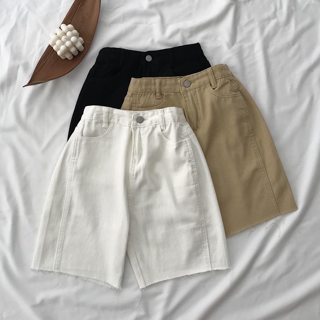Quần Short Lửng Nữ Ticoo Rách Gấu Phong Cách Basic Quần Sooc Đùi Nữ Trẻ Trung Tôn Dáng Cực Xinh 2834