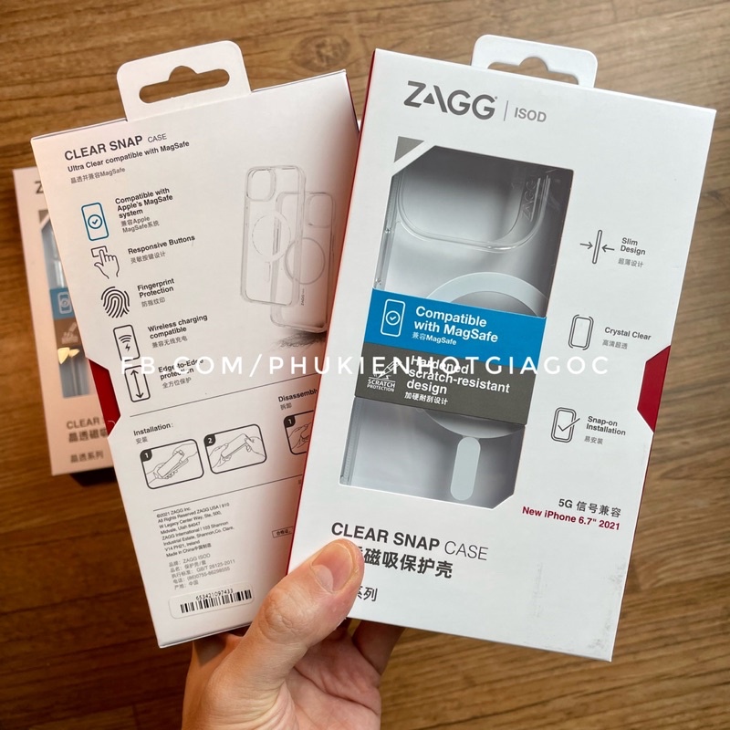 Ốp chống sốc cao cấp ZAGG Trong Suốt hỗ trợ sạc không dây IP 14 Pro max / 13 Pro max lắp vừa 12 Pro max Gear4 Mophie
