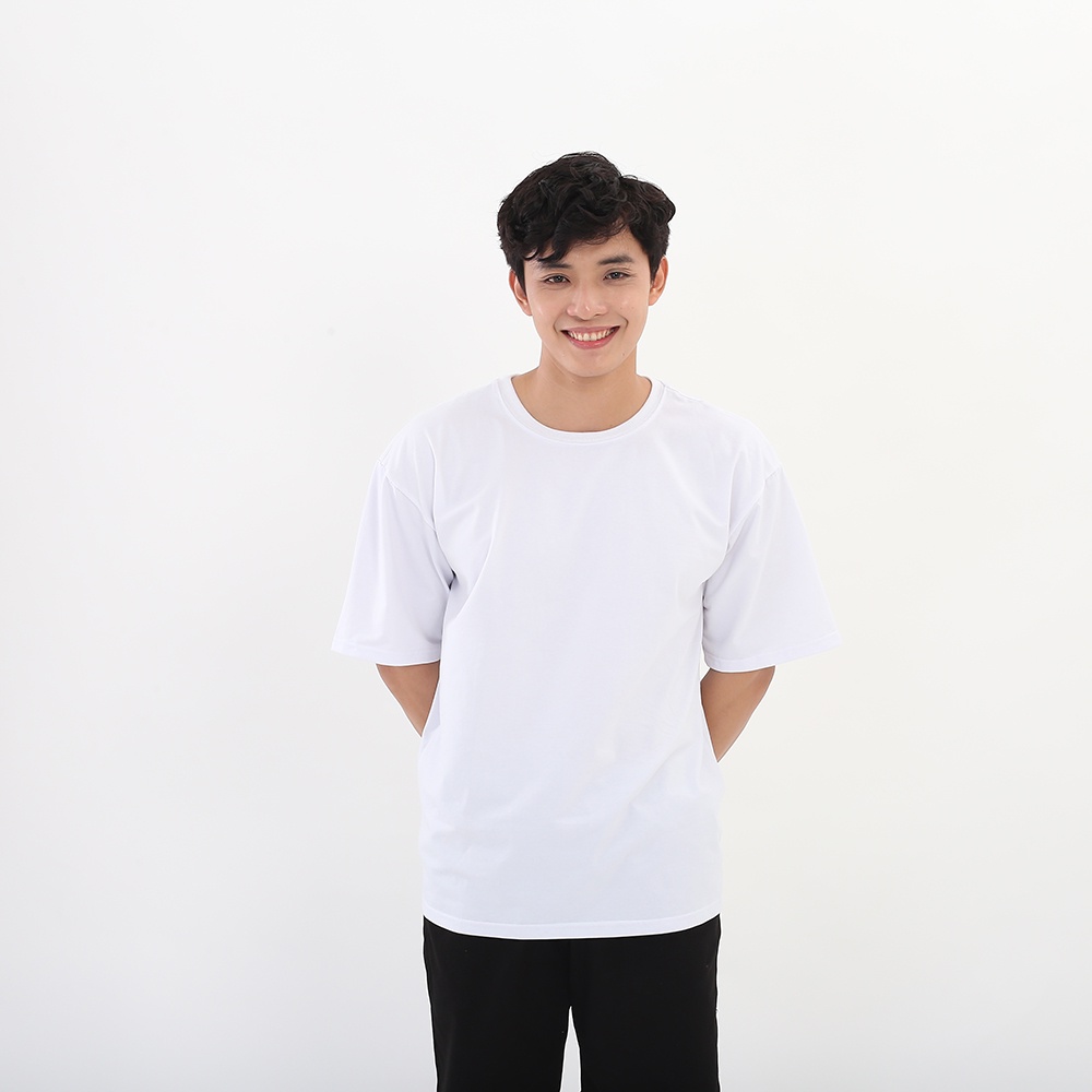 Áo thun trơn xanh rêu ( có thêu tên theo yêu cầu ) basic form rộng tay lỡ Botee trắng đen unisex nam nữ