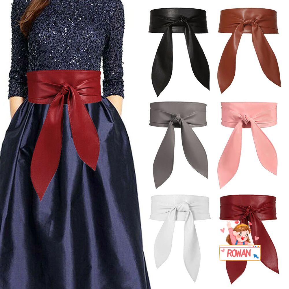 ❈Rowan❈ Thắt Lưng Bản Rộng Thắt Nơ Ruy Băng Co Giãn Thời Trang Nhiều Màu Cho Nữ