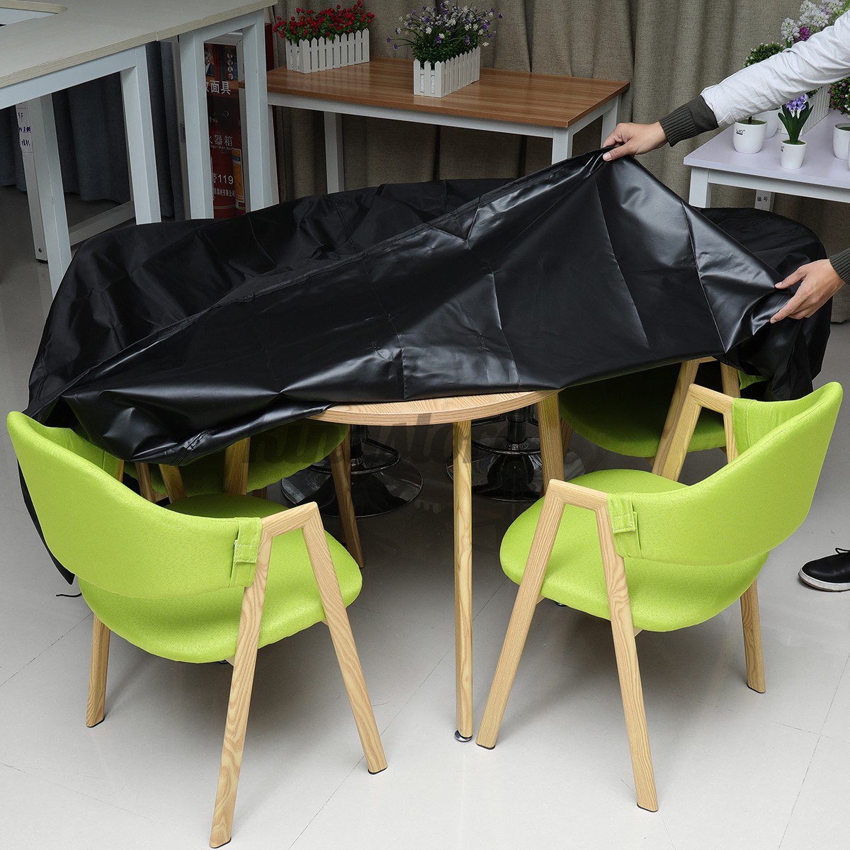 Patio furniture cover Round Table and Chair Set Cover Durable and Waterproof UV resistant Outdoor Furniture Cover, Black