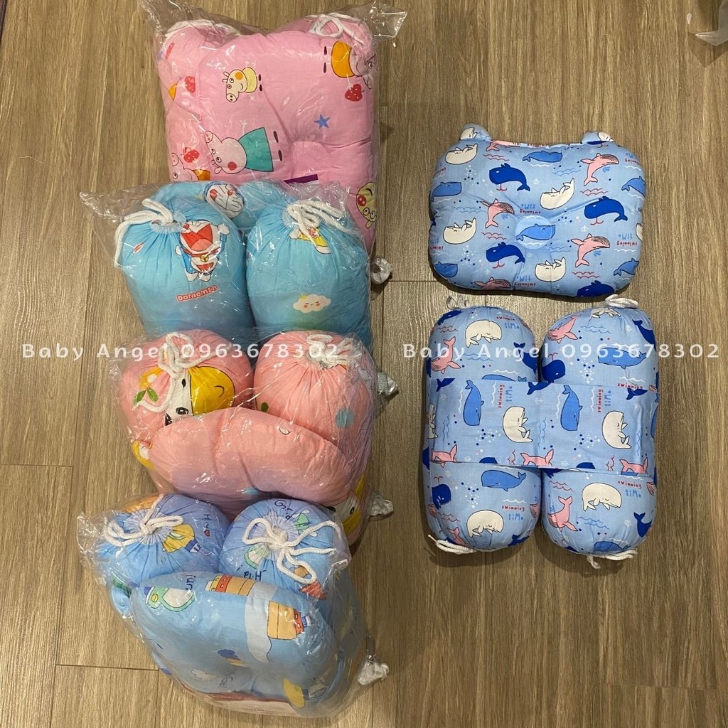 {𝑺𝑰𝑬̂𝑼 𝑹𝑬̉} Bộ Gối chặn kèm gối lõm Hiền Trang cho bé, chặn bông chắc chắn, gối chống méo đầu