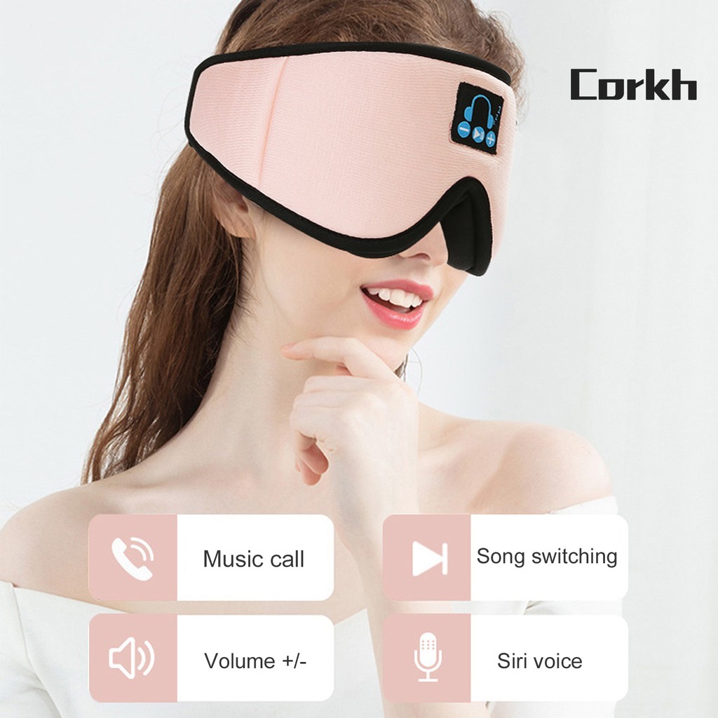 corkh Wireless Bluetooth 5.0 Headset Music Sleep Aid Shading 3D Soft Sleep Eye Cover