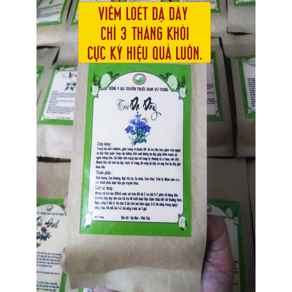 Trà Dạ Dày thảo mộc Thuốc Nam Vũ Trọng, hỗ trợ Viêm Loét dạ dày, bờ cong dạ dày, hành tá tràng, giảm trào ngược dạ dày.