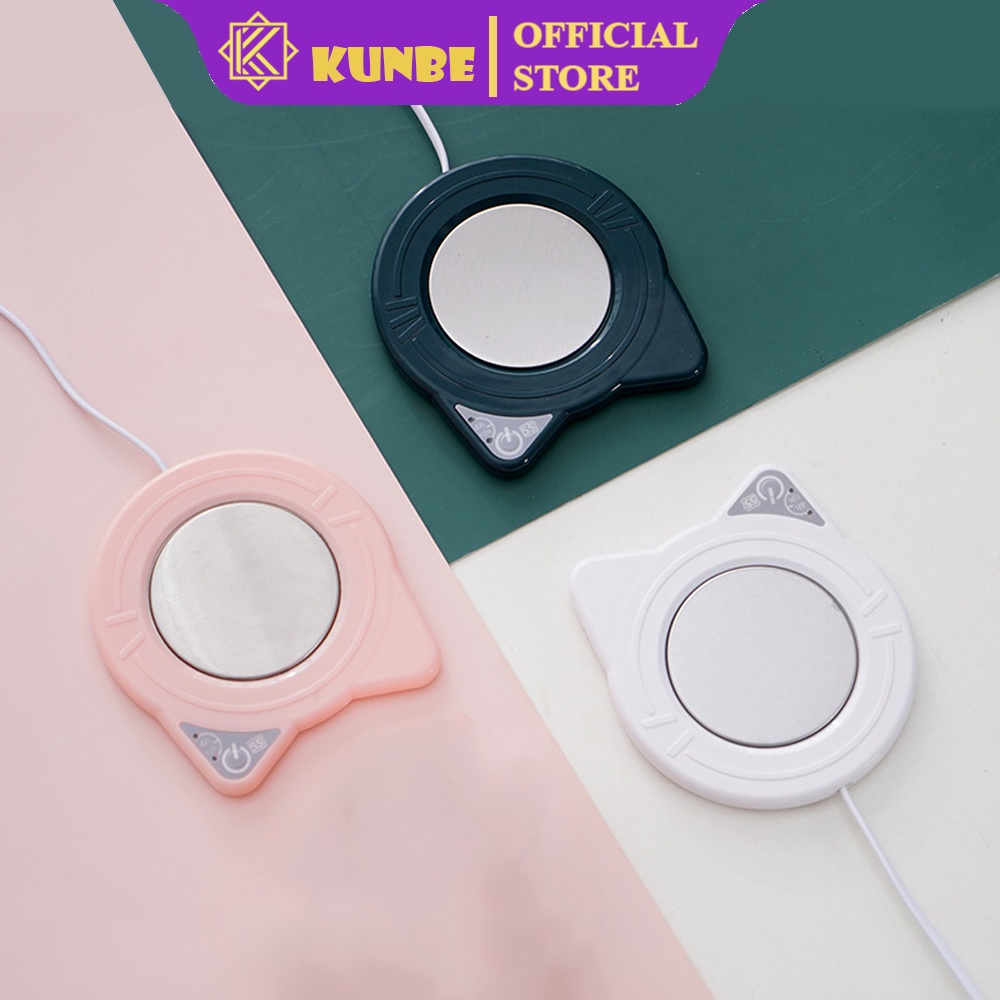 Đế Hâm Nóng Giữ Ấm Đồ Uống Hình Tai Mèo KUNBE Hâm Nóng Cà Phê, Trà, Sữa cho Bé, Làm Nóng Đồ Uống Nhanh Chóng Tiện Lợi